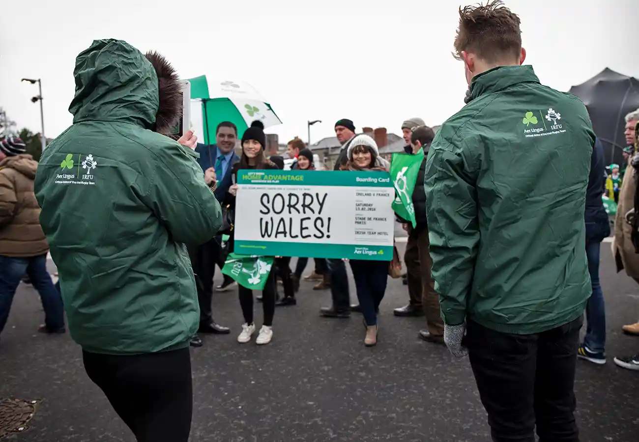 Aer Lingus holding banner Brand Activation