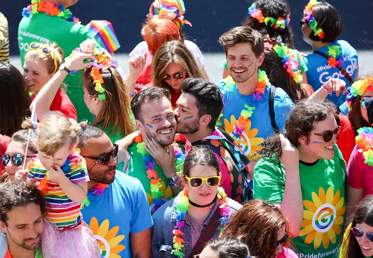 Google Pride Bus Activation couple