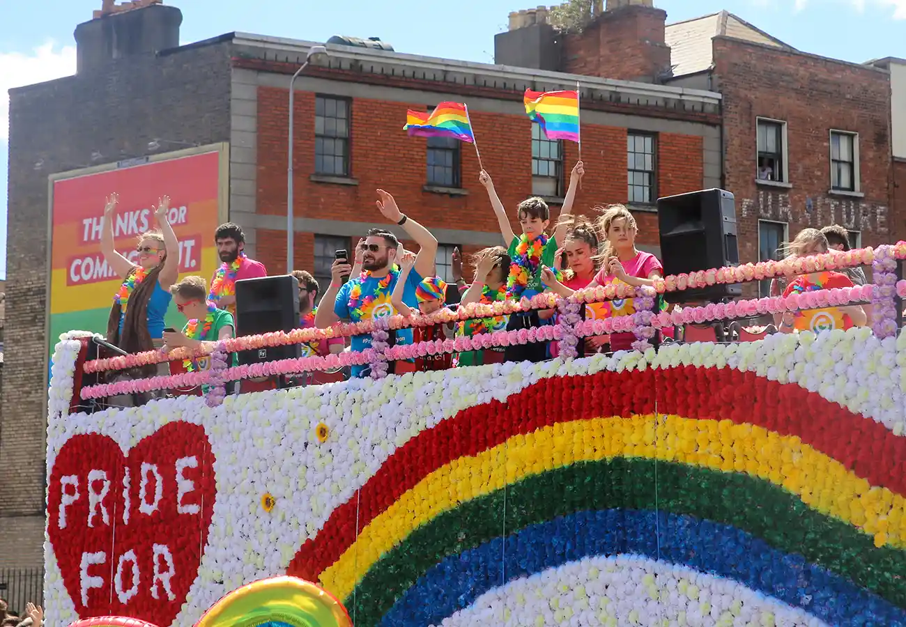Google Pride Bus Activation top of the bus